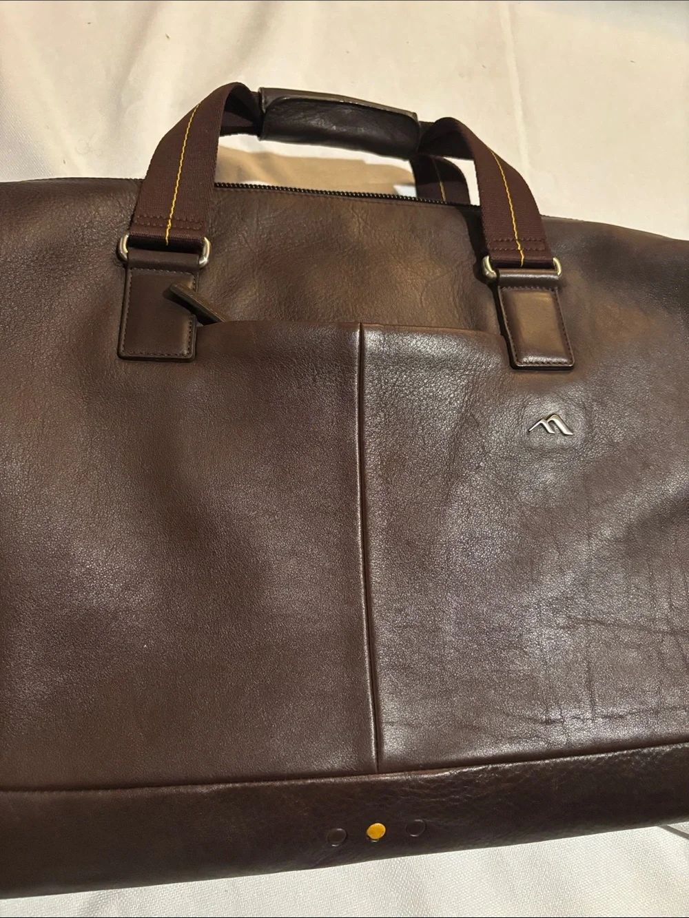 Brenthaven Premium Mercer Weekender Brown Leather Duffel Bag w/ Removable Strap